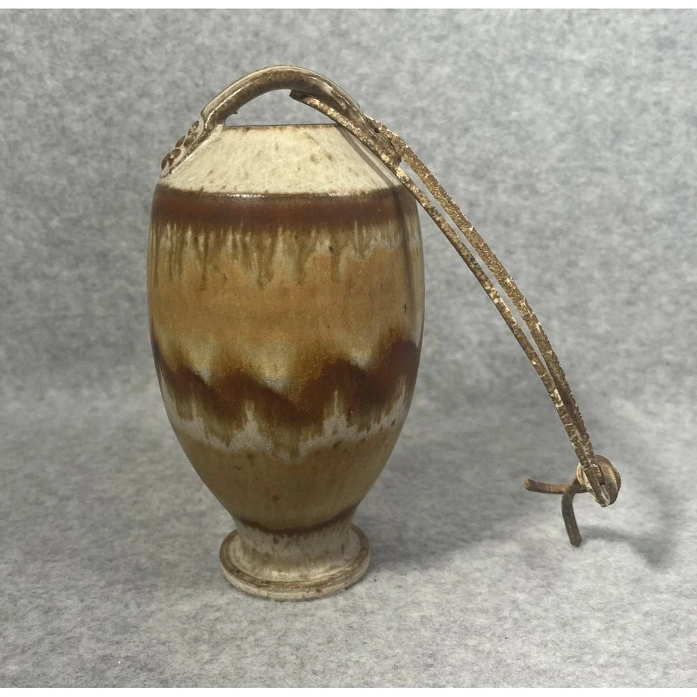 Hummingbird Feeder‎ Studio Pottery Ceramic Vase Drip Glaze Tie No Stopper READ